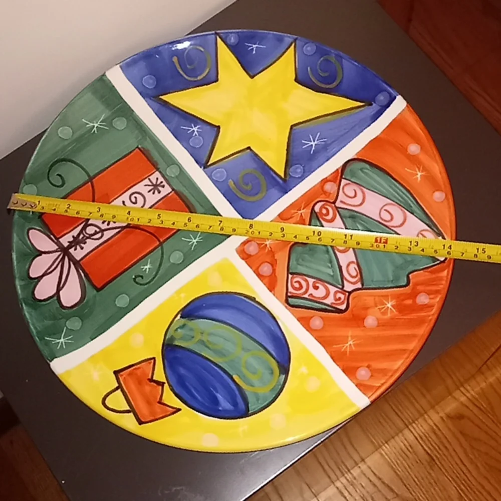 Pier 1 Imports 14' Christmas Holiday Serving Platter Cookie Tray Made in Italy